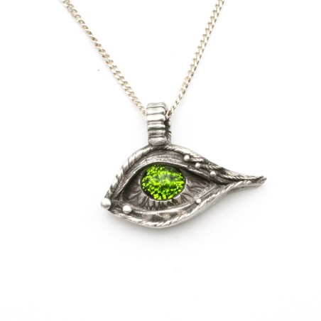 Emerald Glow – Dichroic Glass Silver Pendant